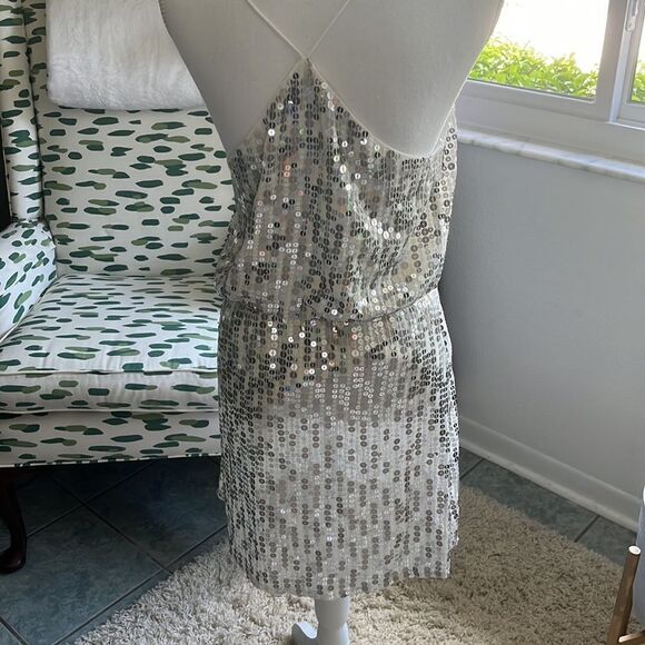 Zara Silver Sequin Mini Dress - Picture 4 of 16